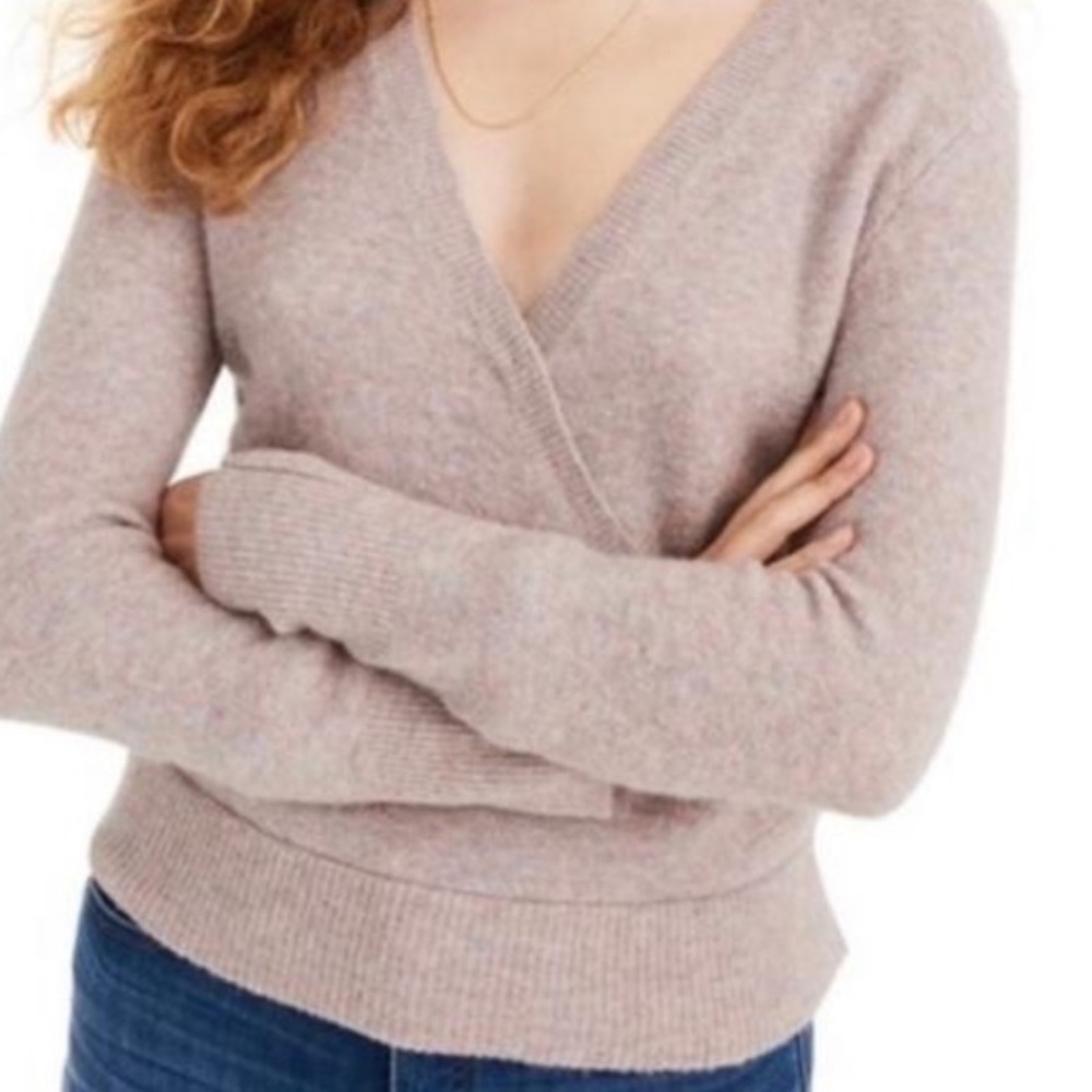 Madewell Wrap-Front Pullover in Coziest Yarn, S, multicolor pastel